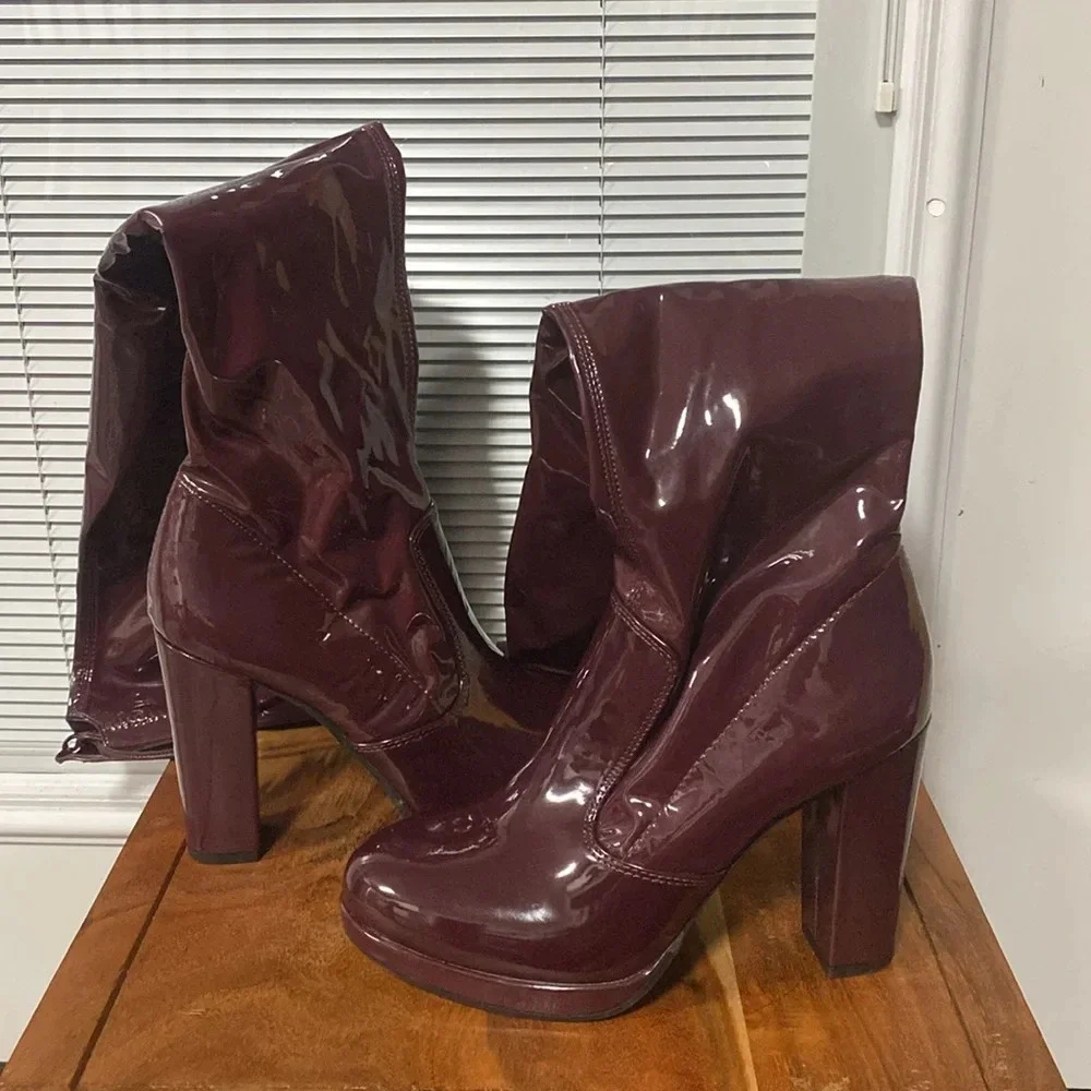 GB Get-Real Patent Platform Over-The-Knee Block Heel Boots Size 7.5